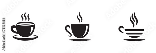 Cups of coffee tea icon set, hot drink icon, cup beverage vector icon, Coffee vector icon, vector Illustration EPS 10.