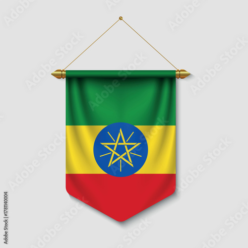 3d Ethiopian National Flag Pennant Hanging 