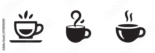 Cups of coffee tea icon set, hot drink icon, cup beverage vector icon, Coffee vector icon, vector Illustration EPS 10.