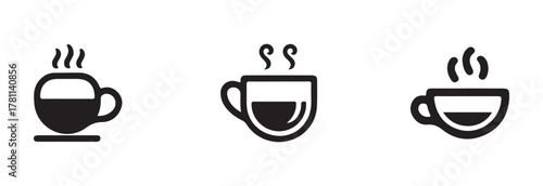 Cup icon set, cup hot icons design, tea cups vector icon collection, cup and mug silhouette icon, vector illustration EPS 10.