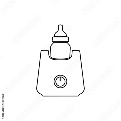 Baby bottle warmer outline icon feeding equipment