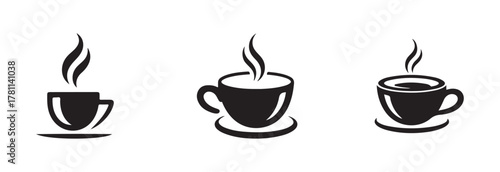 Cups of coffee tea icon set, hot drink icon, cup beverage vector icon, Coffee vector icon, vector Illustration EPS 10.