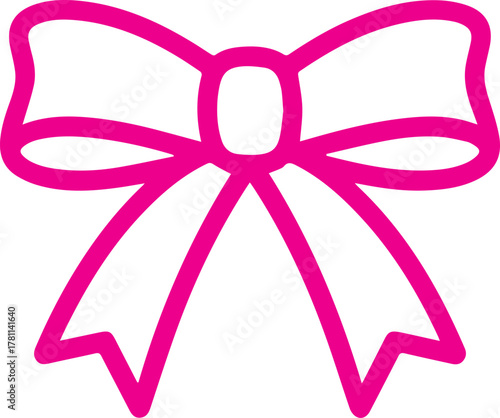Vibrant pink bow icon symbolizing celebration, gift-giving, and festive occasions, perfect for design projects seeking a touch of joy and elegance.