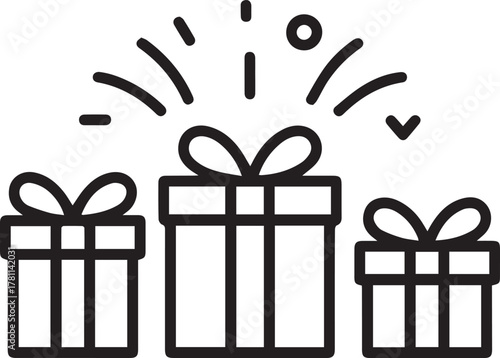 Three festive gift boxes bursting with celebratory confetti, perfect for announcing surprises, special occasions, or winning moments.