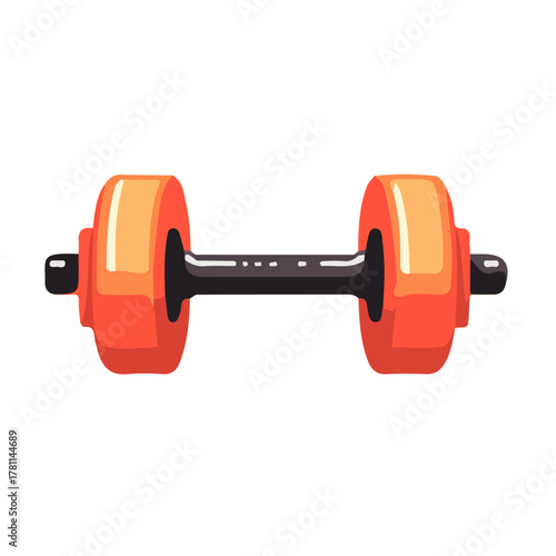 A Minimalistic 2D flat icon featuring barbell, clean vector design, simple illustration style, isolated on a white background, modern element in vector and EPS format	