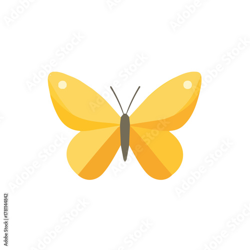 A Minimalistic 2D flat icon illustration of a butterfly, simple illustration style, clean vector design, isolated on a white background, modern element in vector, EPS format