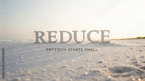 Text that reads Reduce against a minimal white gradient backdrop