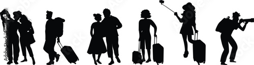 Tourists go sightseeing and take photos in travel