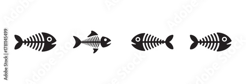 fish bone icon, fishbone skeleton flat icon, cats food sign,  vector illustration EPS 10.