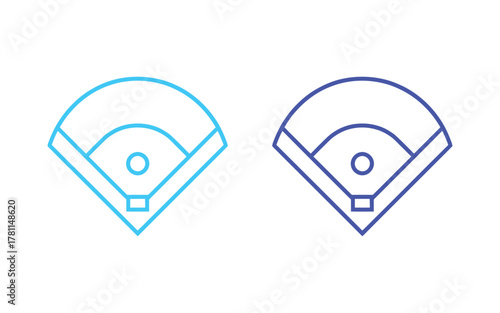 Two stylized baseball field icons are shown against a white background, one in light blue and the other in dark blue.