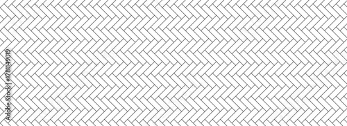Classic herringbone pattern with thin grey lines on a white background,  simple horizontal seamless geometric texture or wallpaper
