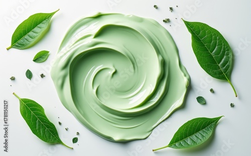 Green cream swirl leaves natural