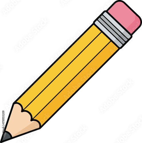 Yellow pencil with pink eraser silhouette