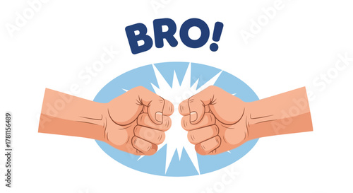 Vector graphic of a fist bump between two friends, a modern symbol of greeting, respect, and camaraderie. Cartoon illustration of a friendly bro gesture