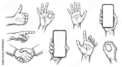 Versatile Hand Gestures and Poses Set for Communication and Interaction