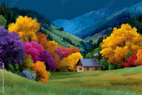 A country house in autumn. Generative AI