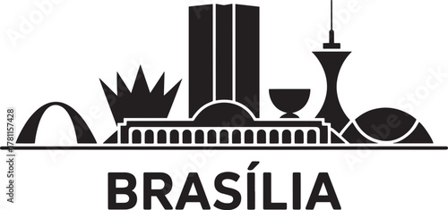 Brasilia skyline silhouette vector illustration brazil minimal cityscape abstract landmark background