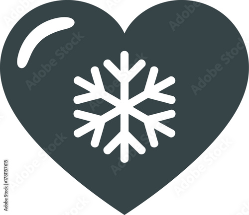 Heart symbol with snowflake, representing cold, winter, or emotional chill