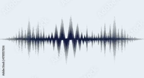 Abstract sound wave visualization with dynamic frequency peaks and audio spectrum representation