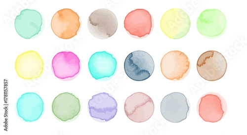 Watercolor Circles - A Collection of Soft, Blended Paint Splashes in Various Colors