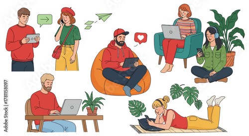 People Connecting Online Diverse Individuals Using Digital Devices