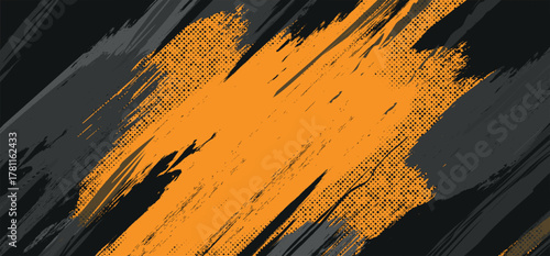 Abstract Sports Background with Orange and Red Gradient Brushstrokes and Halftone Effect, modern