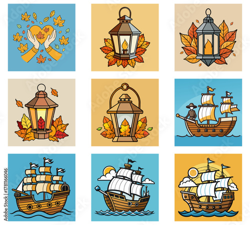 set of cartoon pirate icons