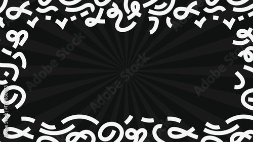 Abstract White Shapes on Black Background illustration