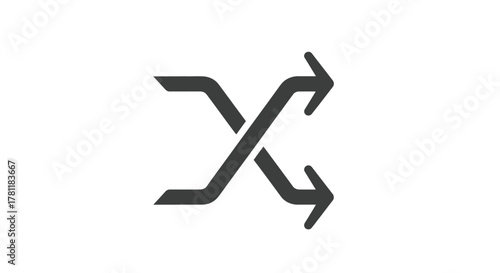 Simple black and white icon of two opposing curved arrows crossing