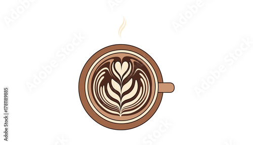 Fresh hot cappuccino with creamy foam pattern  realistic coffee drink vector design