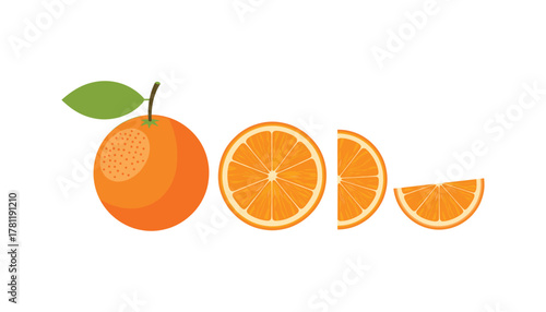 Whole and sliced oranges  juicy citrus fruit concept vector design