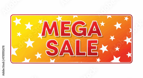 Mega Sale banner on gradient star pattern. Ideal for promotions and advertising