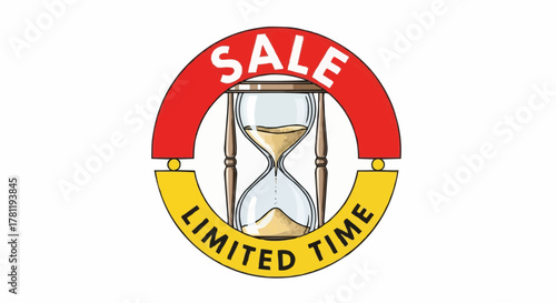 Hurry, Time is Running Out: A Sale Promotion Image. Depicting a hourglass at the center, surrounded by Sale and Limited Time. The image evokes urgency and a call to action.