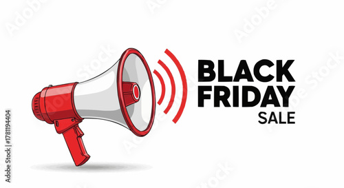 A Black Friday sale announcement with a megaphone