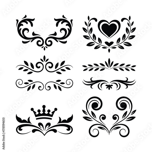 Decorative flourish dividers vector illustration collection for page accents and document border design
