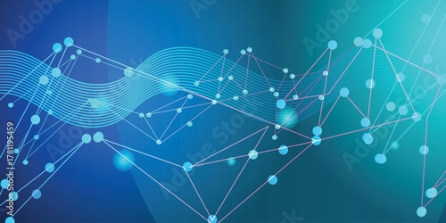 Abstract tech network connection dots. Digital technology and big data analysis background. Luxury background