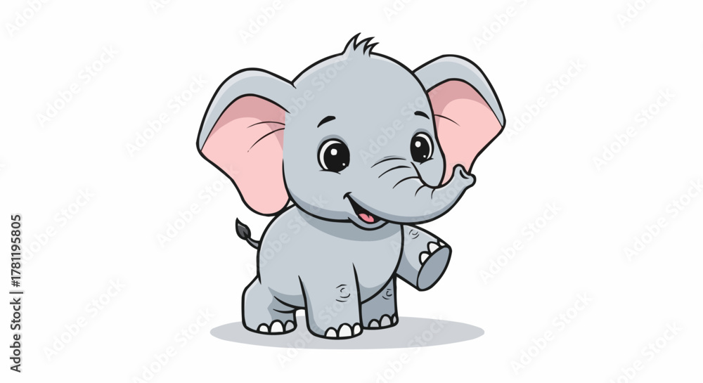 Fototapeta premium An adorable cartoon elephant walking happily