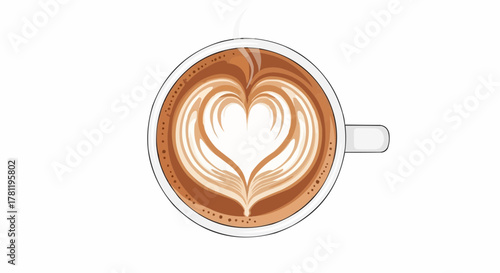 A cup of coffee art, showcasing a heart-shaped design