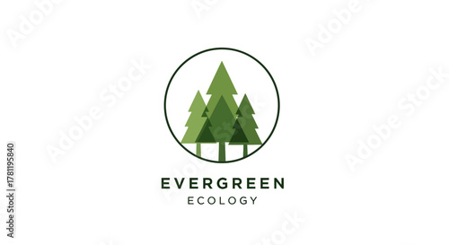 Logo featuring evergreen trees inside a circle, representing ecology and nature.