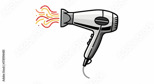 A close-up of a hairdryer with stream of air coming out