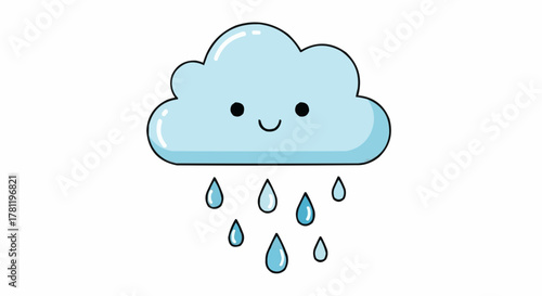 Smiling cloud raining drops.