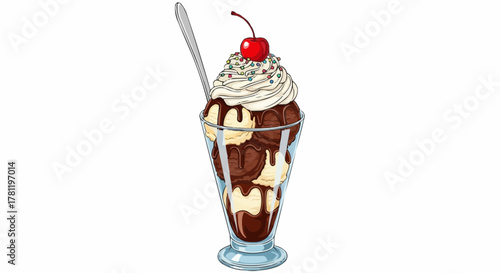 Delicious ice cream sundae.