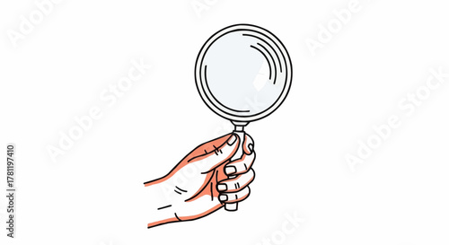 Magnifying glass and hand illustration