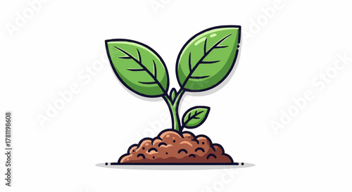 A young plant grows from the soil.
