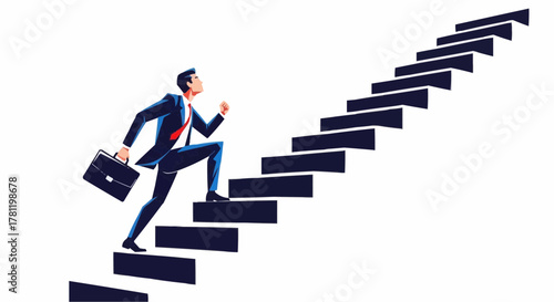 Businessman climbing steps