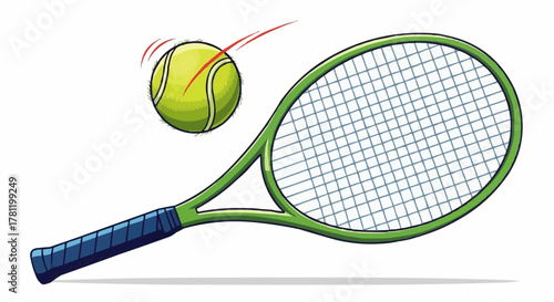 Tennis ball hitting racket.