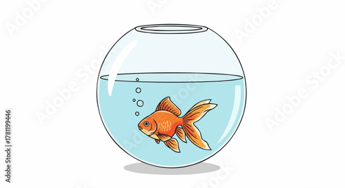 Goldfish in a fishbowl.