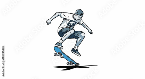 Skateboarder performing a trick.