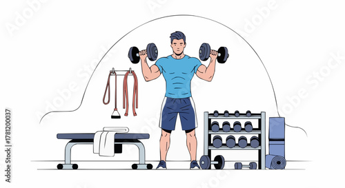 man doing weightlifting exercises