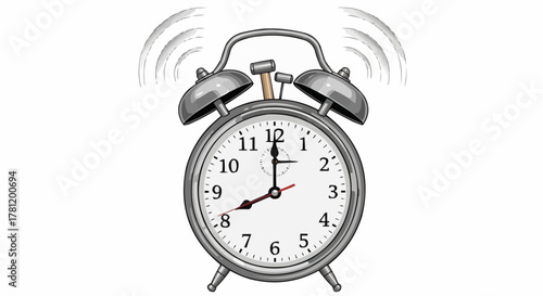 Alarm clock with ringing bell.